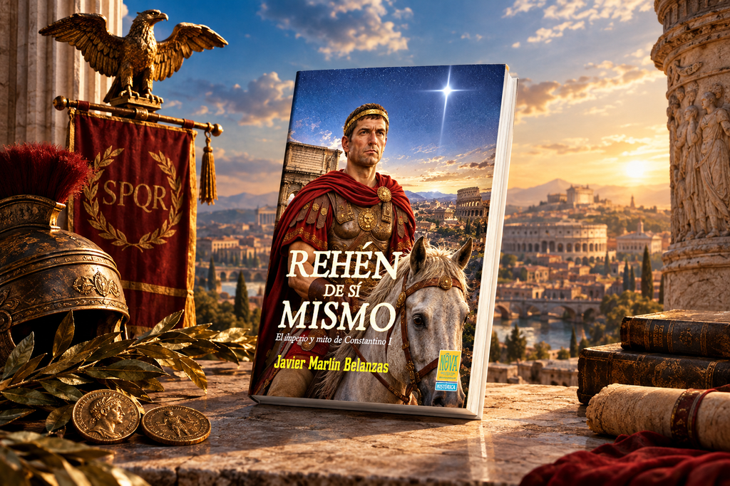 Cubierta de Rehén de sí mismo, elementos de la iconografía romana, recreación de la Roma de la época